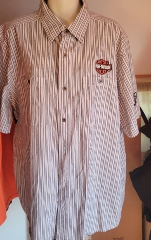 Harley-Davidson size XL striped mens shop shirt‎